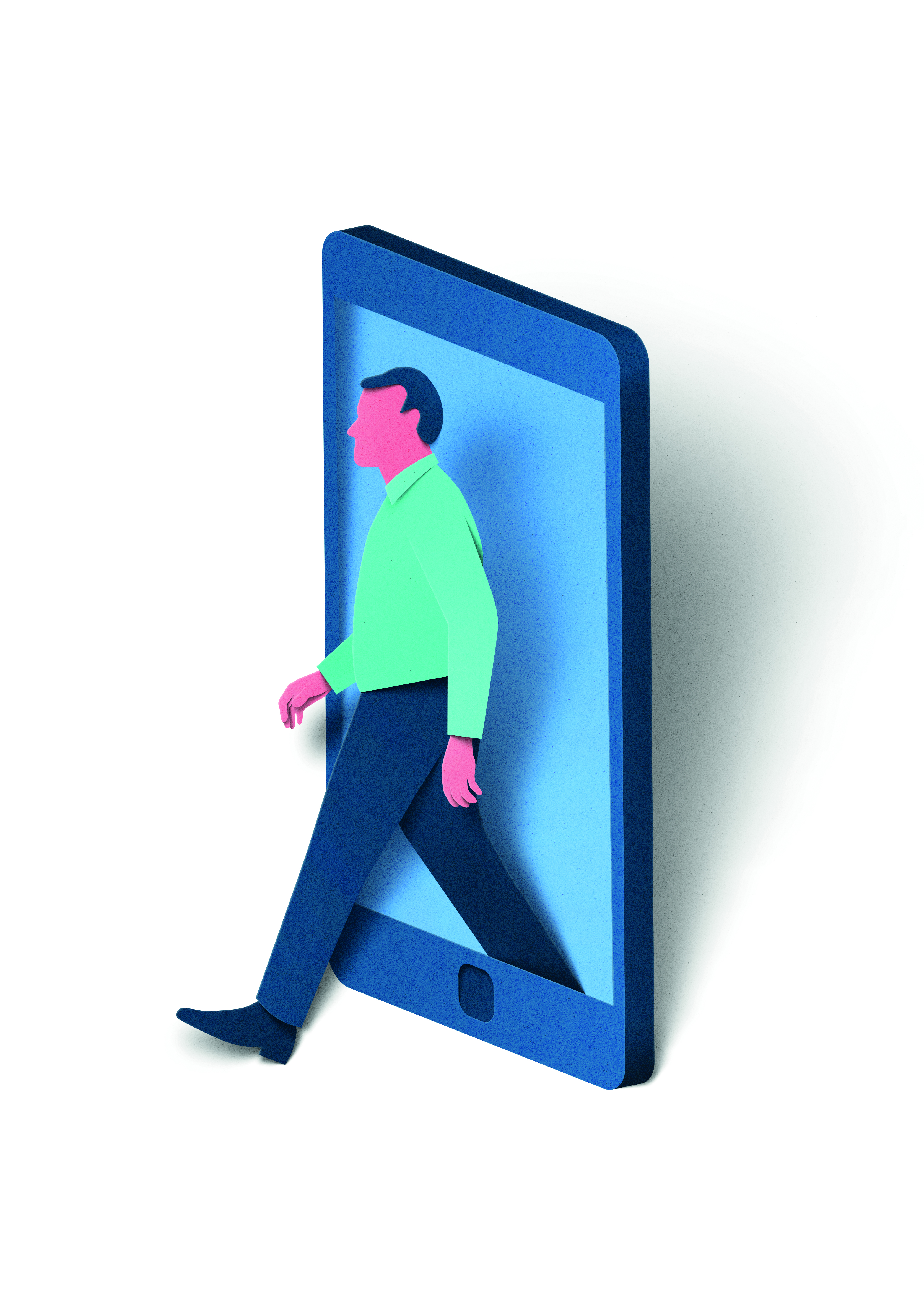 Illustration of a man and a mobile phone