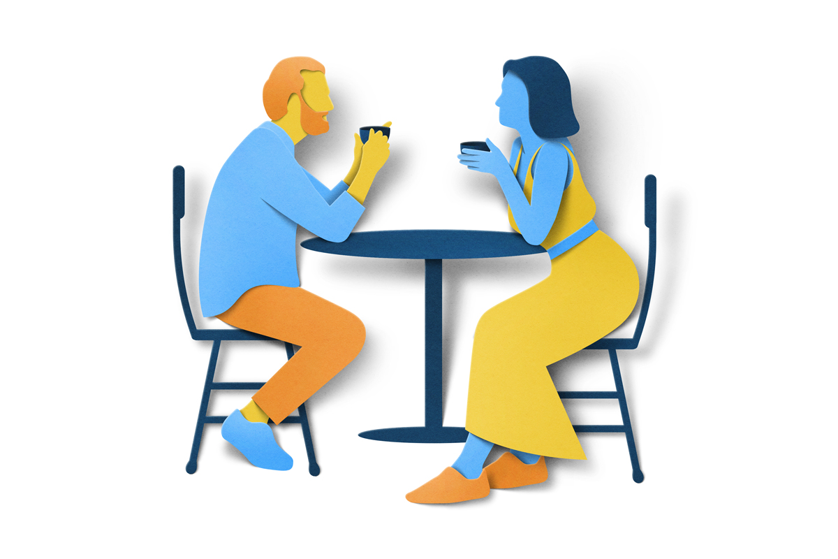 Illustration of people having a coffee