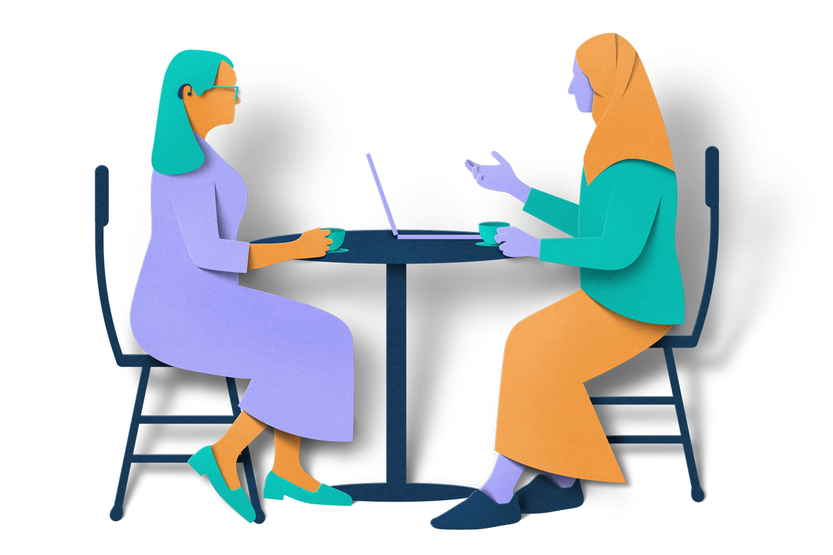 Illustration of people talking