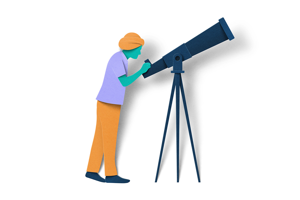 Illustration of man with telescope