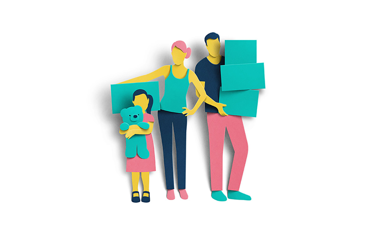 Illustration of a family moving