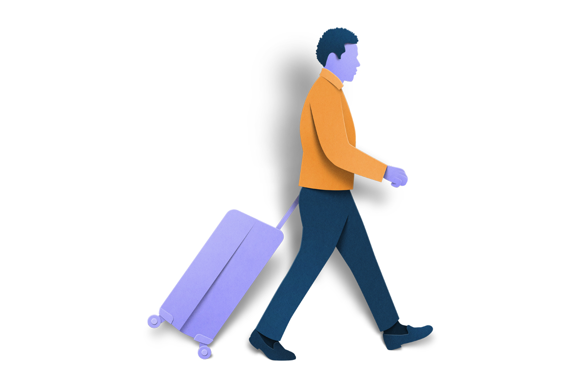 Illustration of a man with a suitcase