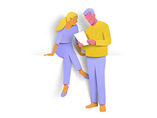Illustration of couple with document