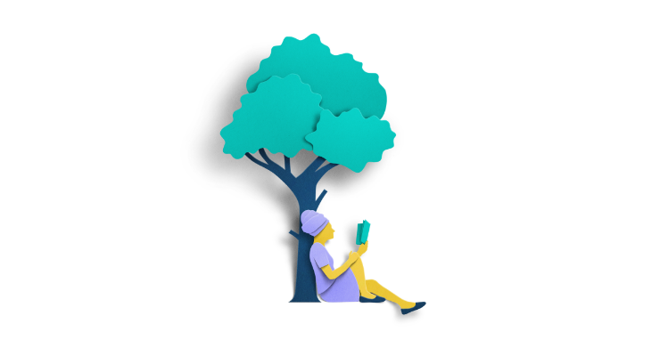 Illustration of a woman sat under a tree